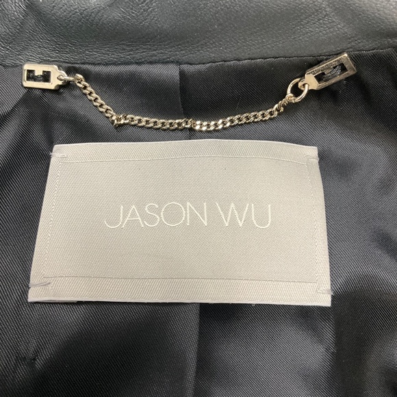 JASON WU CHARCOAL LAMBSKIN LEATHER JACKET - Picture 4 of 6